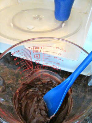 spoon mixing chocolate. 