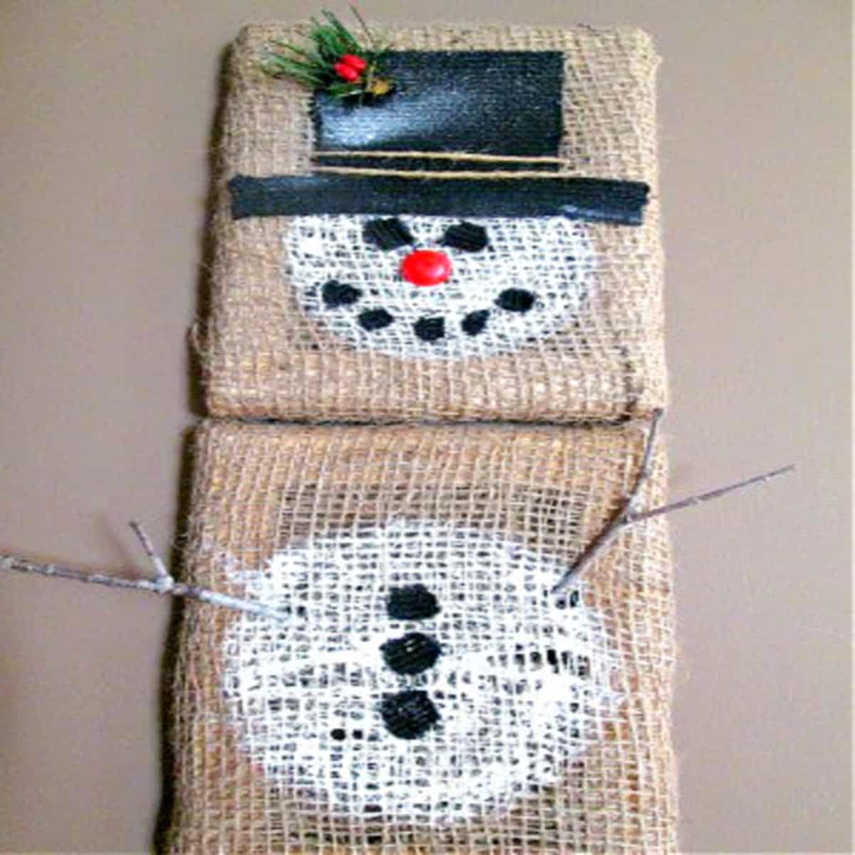 burlap snowman craft.