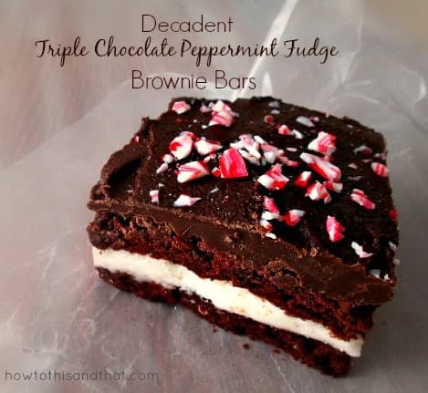 Decadent Triple Chocolate Peppermint Fudge Brownie Bars   1
