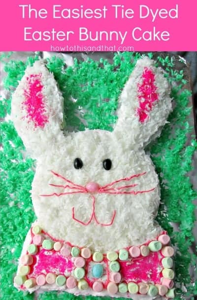 How To Make The Easiest Tie Dyed Easter Bunny Cake    1