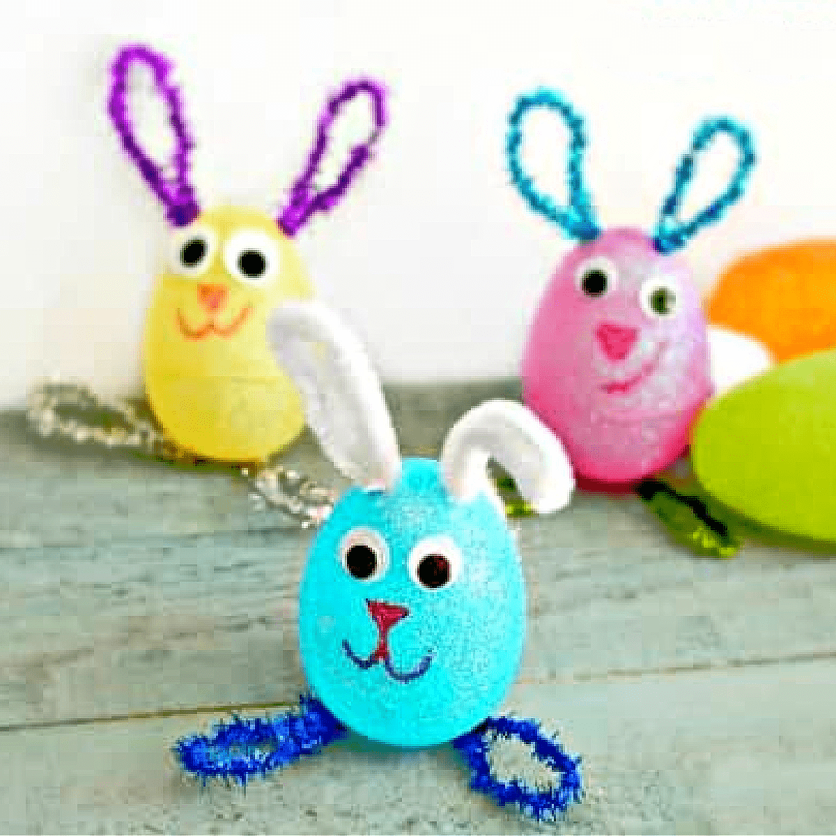 plastic easter egg craft bunnies.