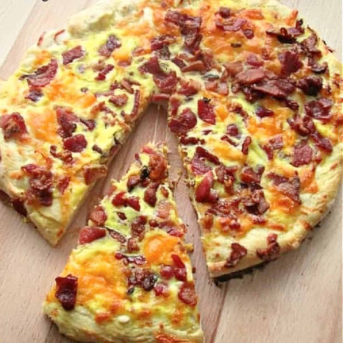 pizza loaded with bacon and cheese.