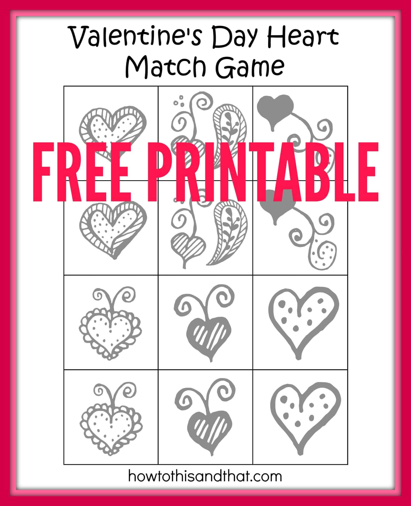 Free Printable Valentine's Day Heart Matching Game