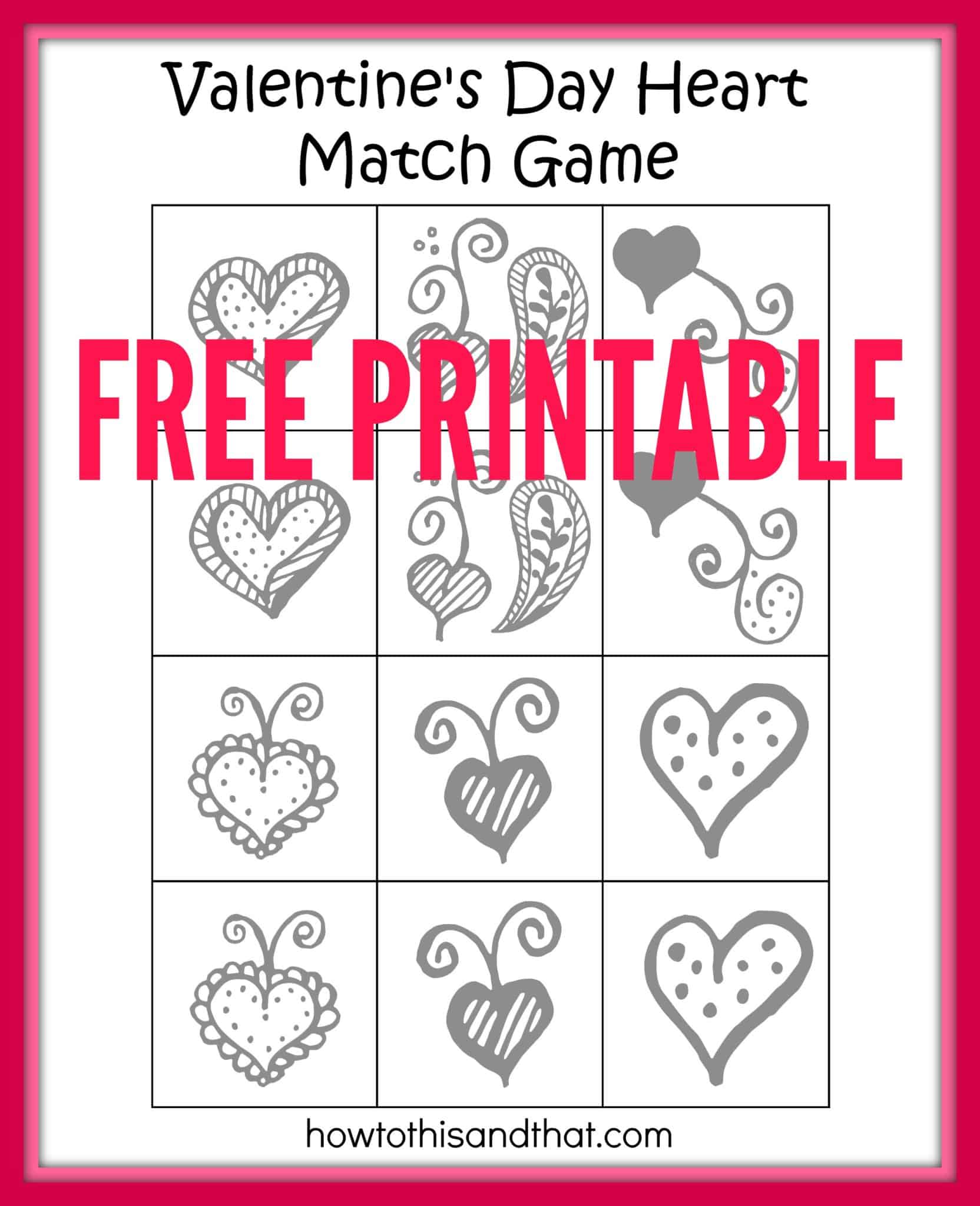 Free Printable Valentine s Day Heart Matching Game