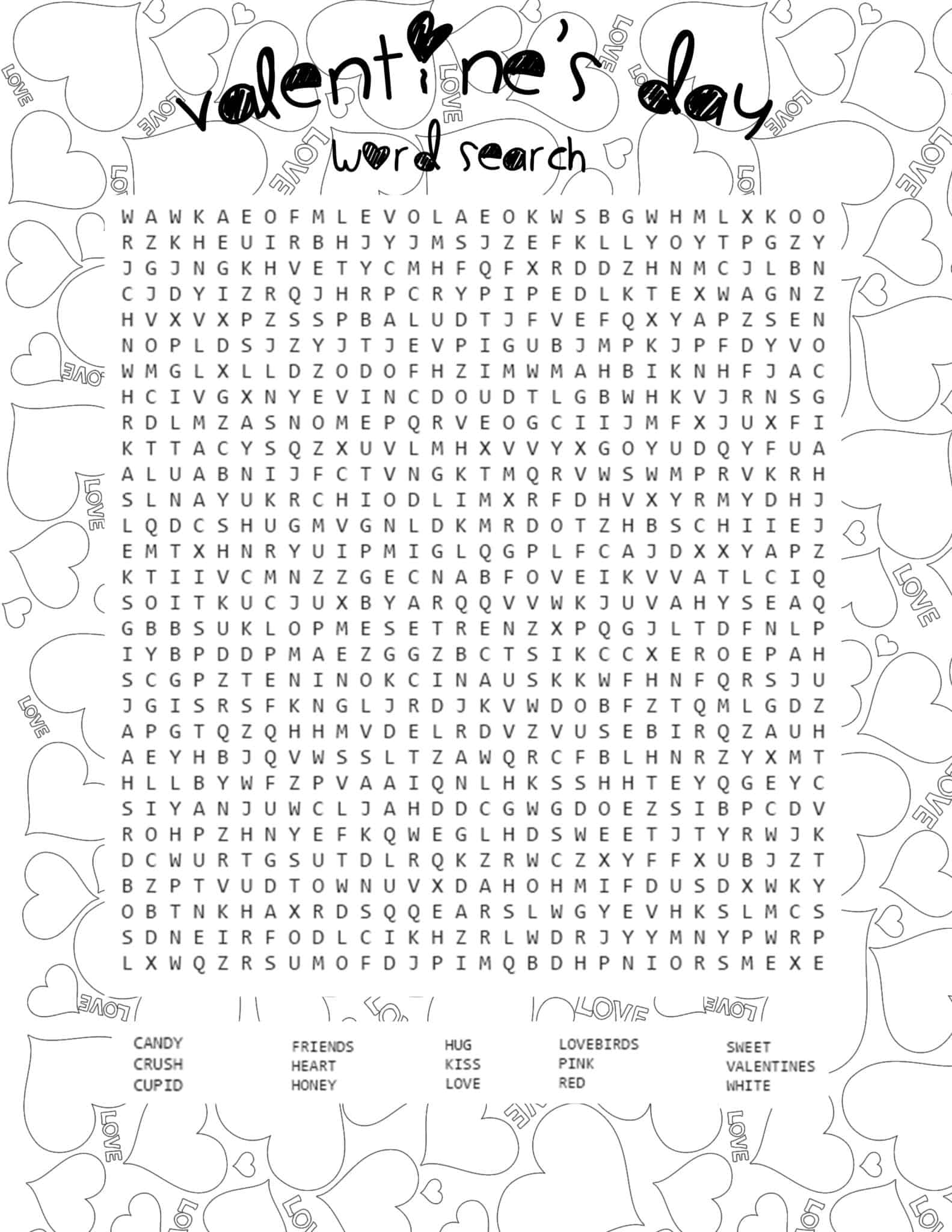 printable word search kids