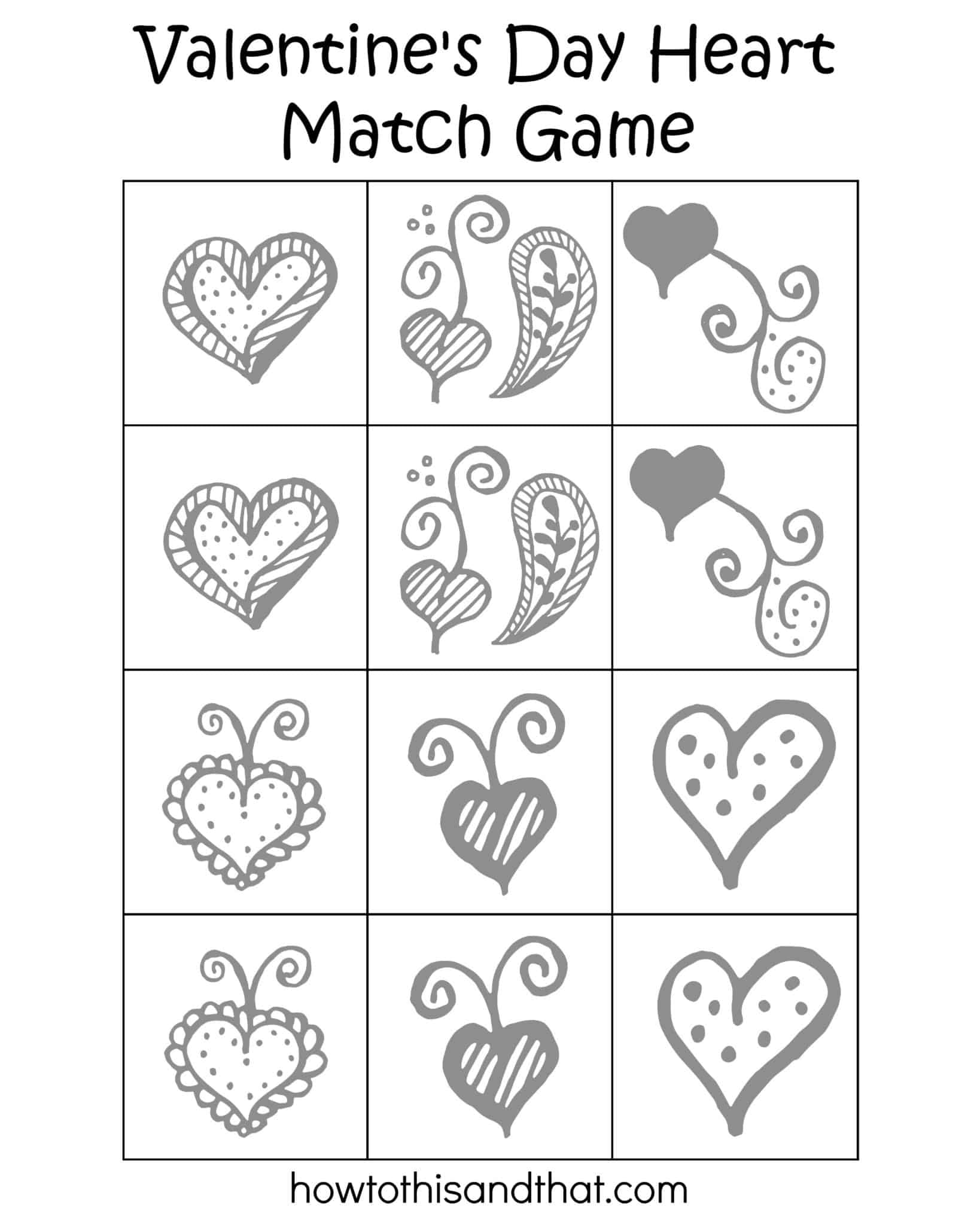 Free Printable Valentine's Day Heart Matching Game