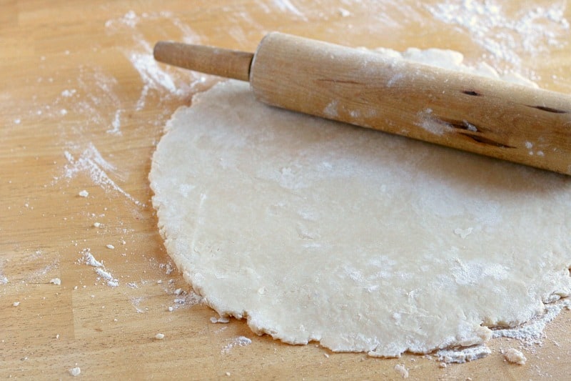 Easy Pie Crust Recipe on cutting board. 