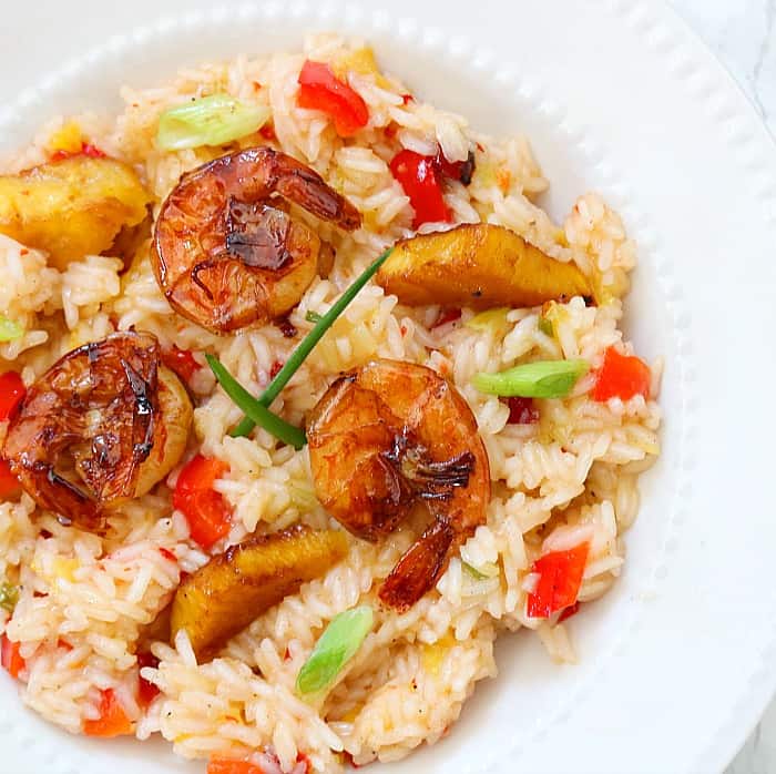 rice in a bowl.