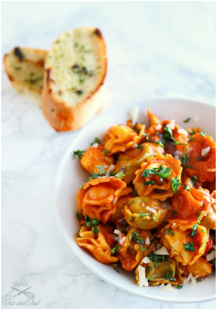 Chicken & Cheese Tortellini In Fire Roasted Red Pepper Sauce