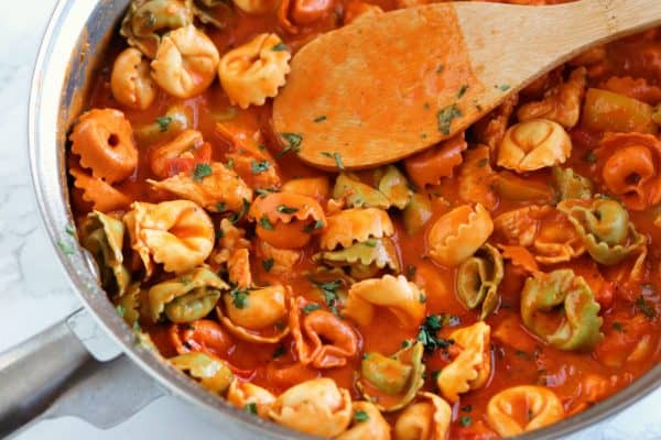 Cheese Tortellini Recipe- with Fire Roasted Red Pepper Sauce