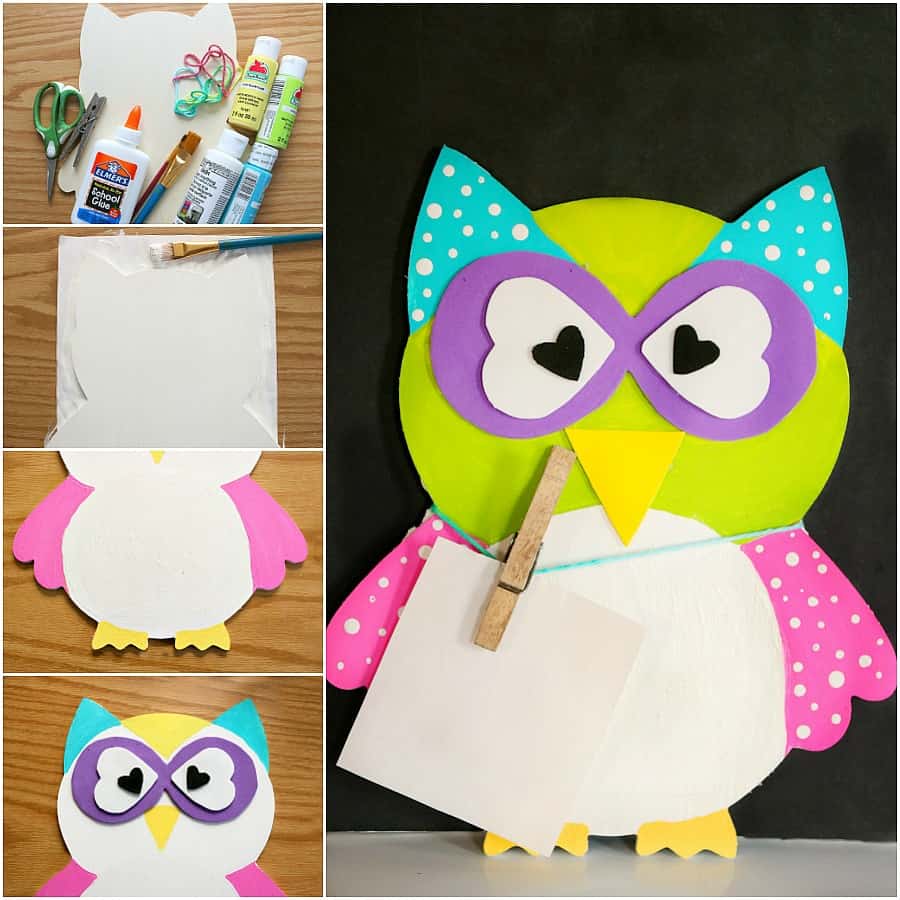 Chalkboard Owl Craft for Kids - A cute Note Holder!