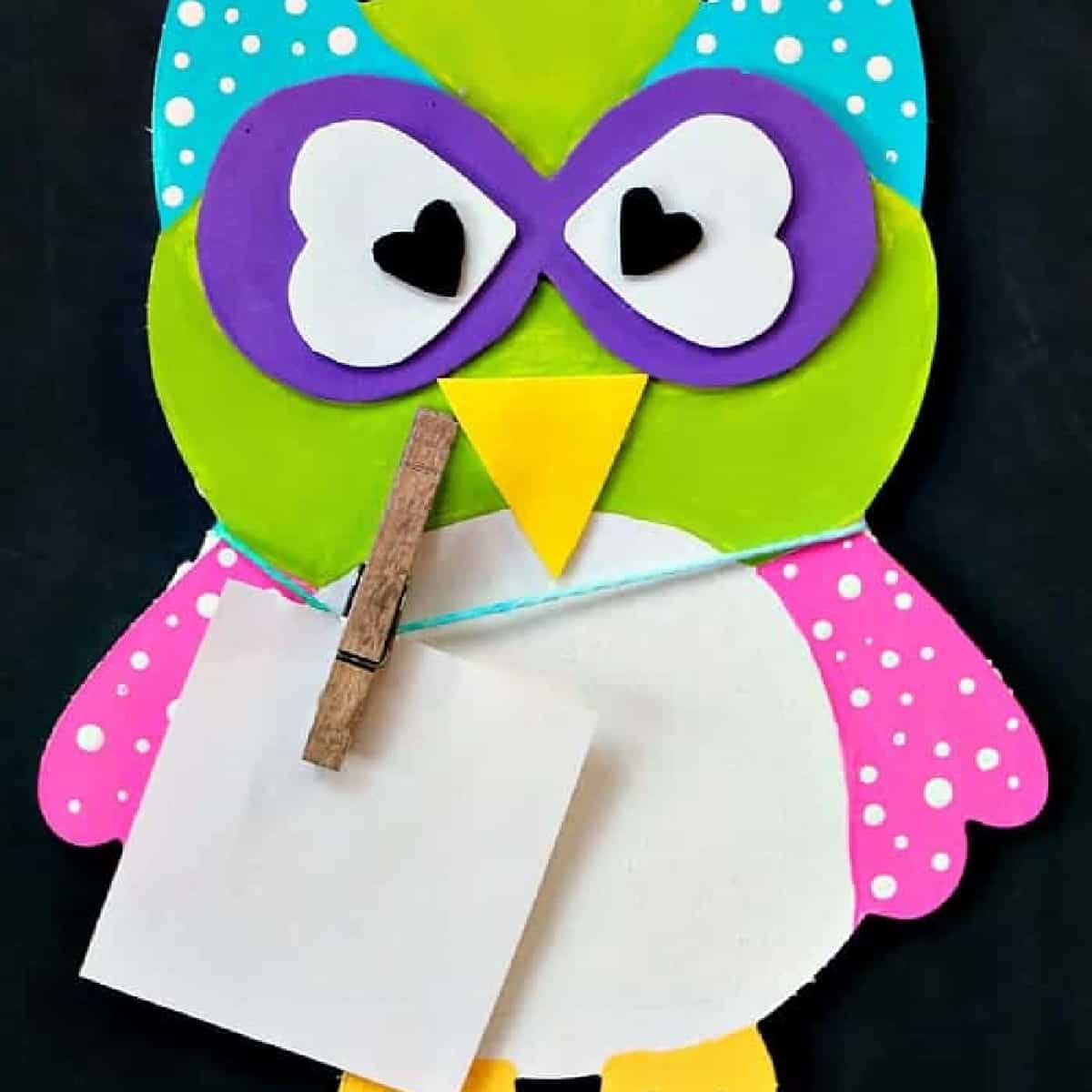 colorful owl chalkboard.