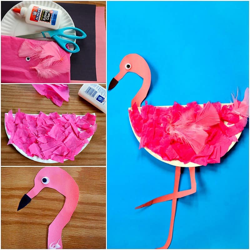 Easy Paper Plate Flamingo Craft 