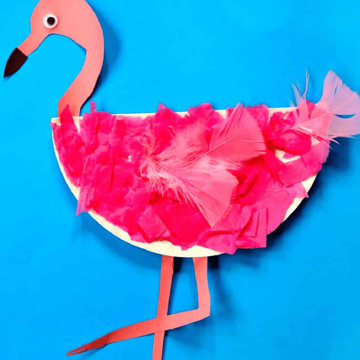 paper plate flamingo kids craft.