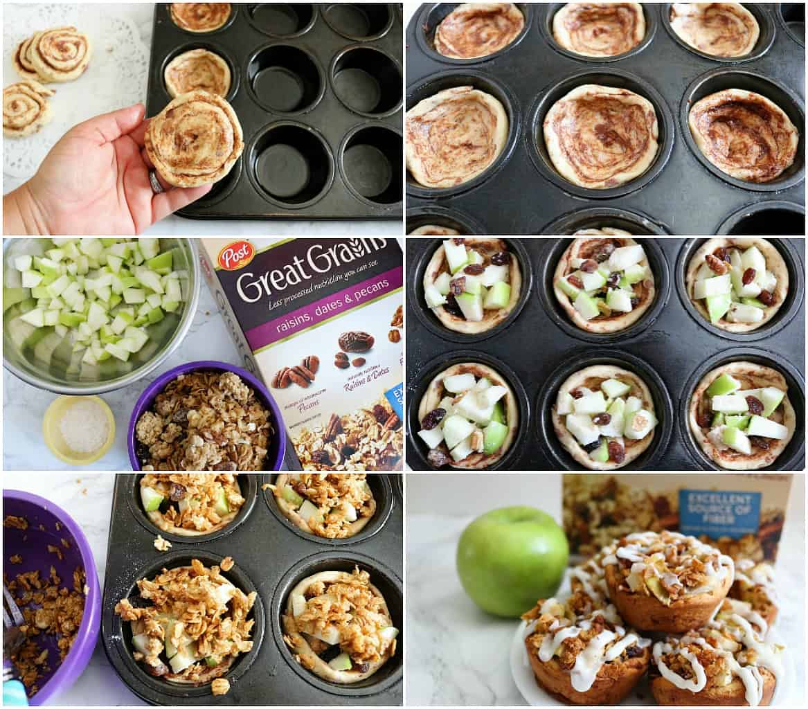 cinnamon rolls with apple pie filling mini dutch apple pies in muffin tin.