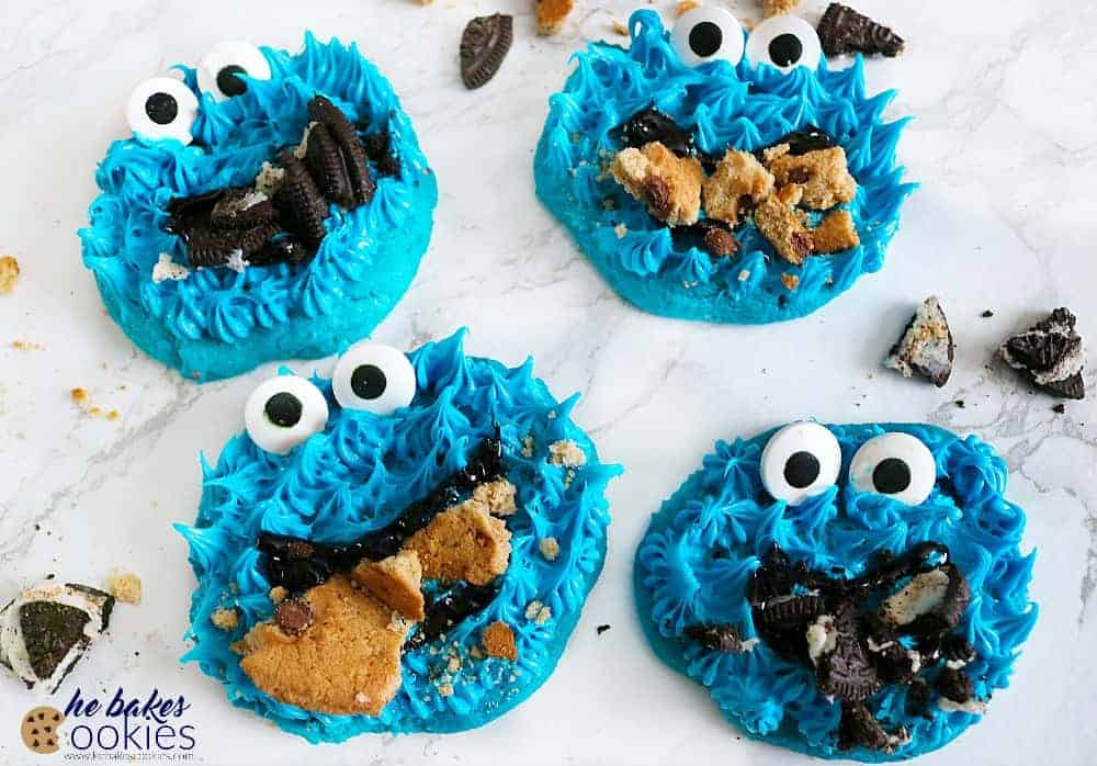 Easy Cookie Monster Cookies Featuring Funfetti Done In One Hour 