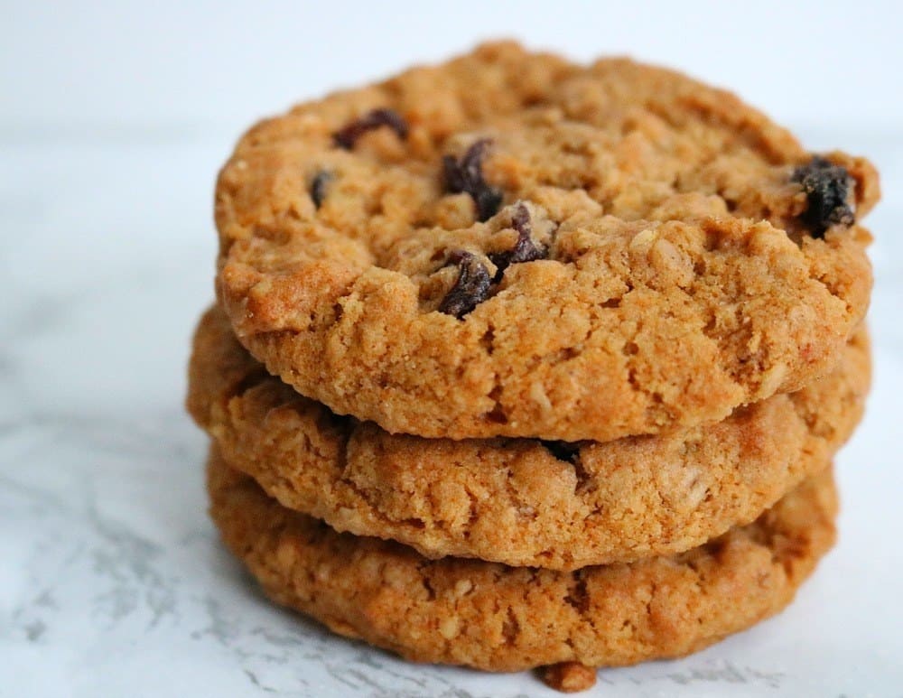 stack of pumpkin raisin cookies.