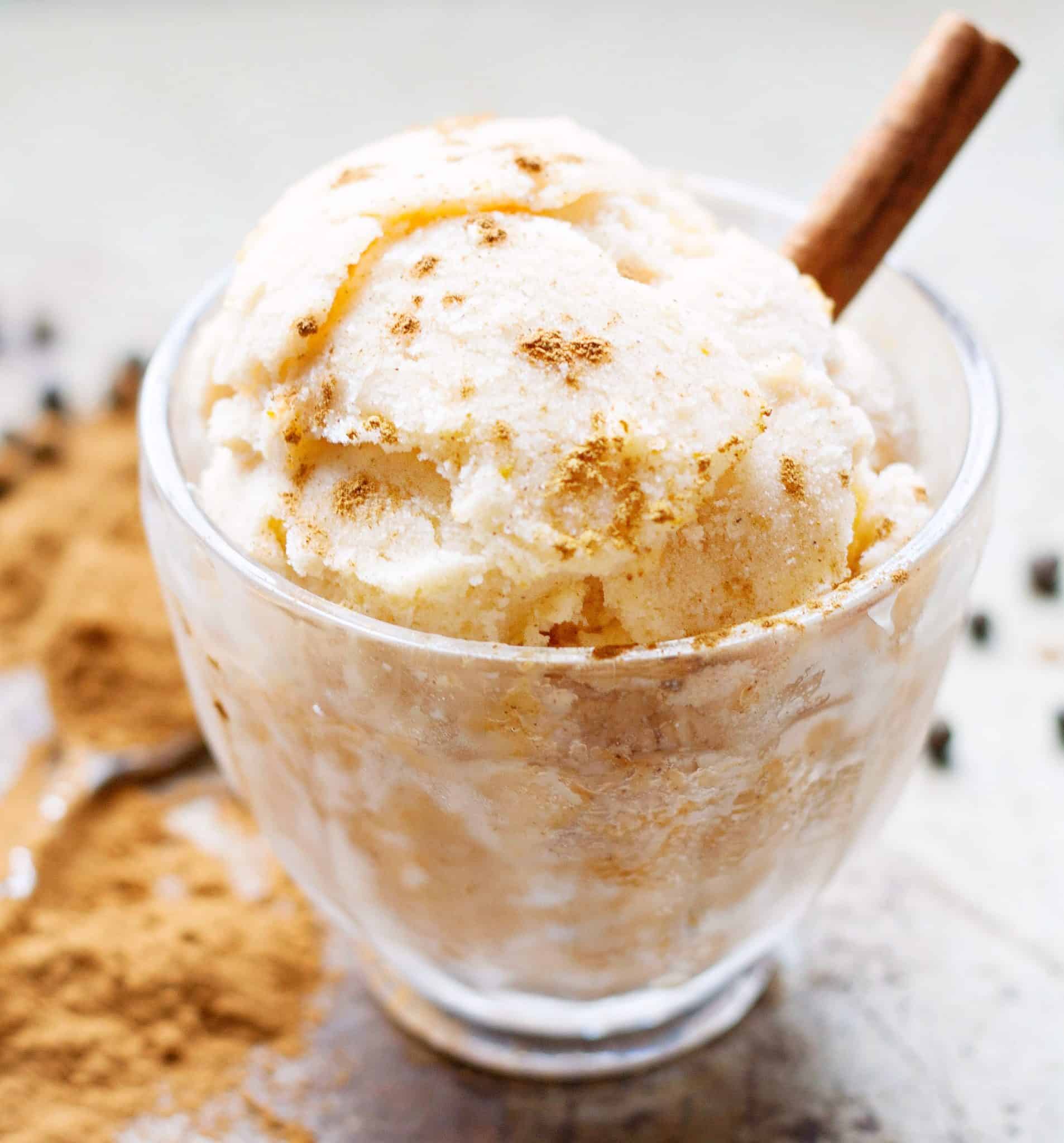 bowl of whipped pumpkin spice ice cream.
