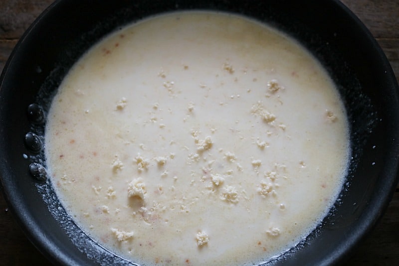 skillet with cream and butter. 