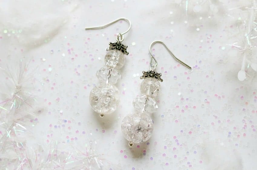 DIY beaded snowman earrings