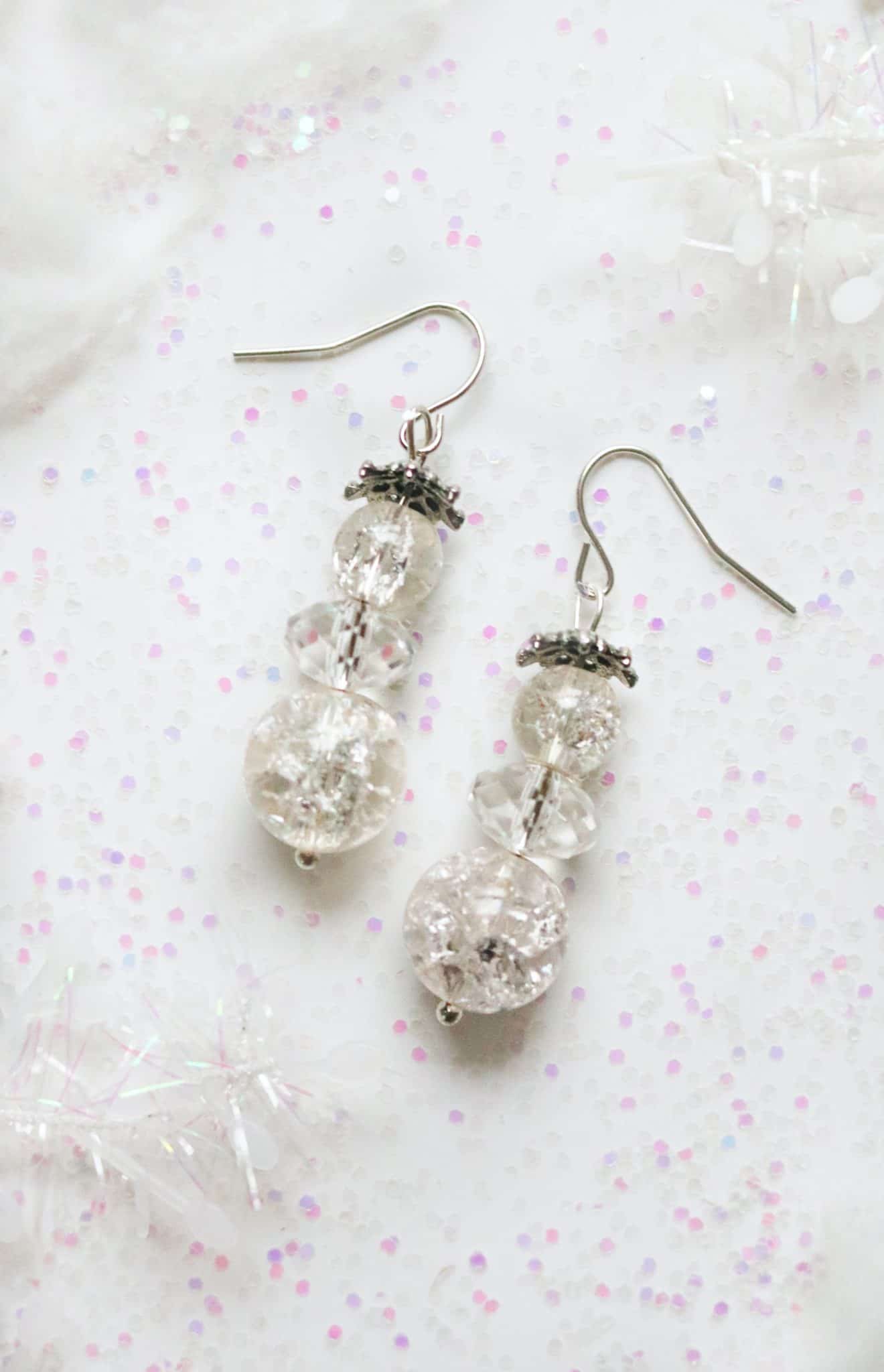 diy beaded snowman earrings