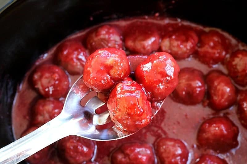 Cranberry Glazed Crockpot Meatballs