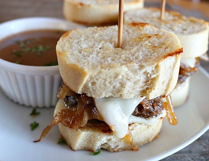 French onion soup recipe beef sliders with crusty french bread and onions