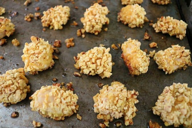 Honey Mustard Popcorn Chicken- Oven Baked & Super Crunchy!