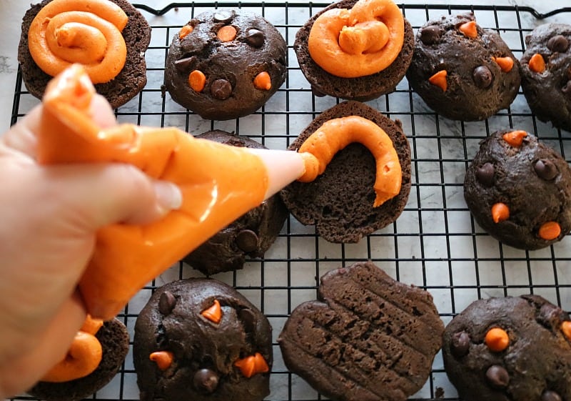 piping frosting onto cakes. 