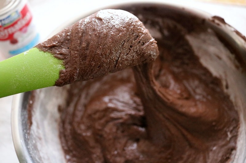 spatula scooping batter. 