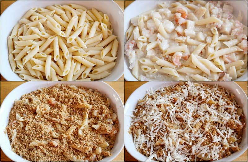 creamy seafood pasta bake