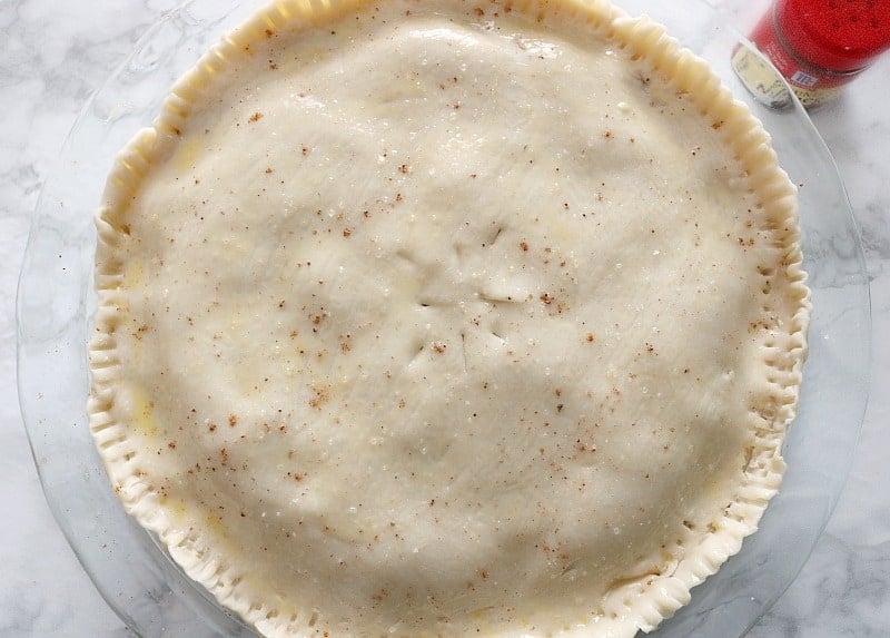 Pie crust ready to go into oven