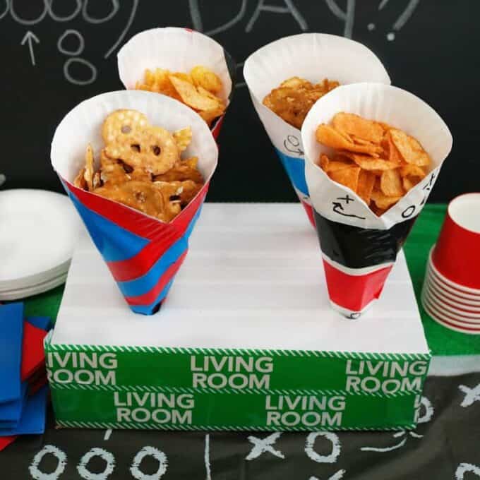 DIY Paper Plate Snack Cups For Game Day Customize With Team Colors