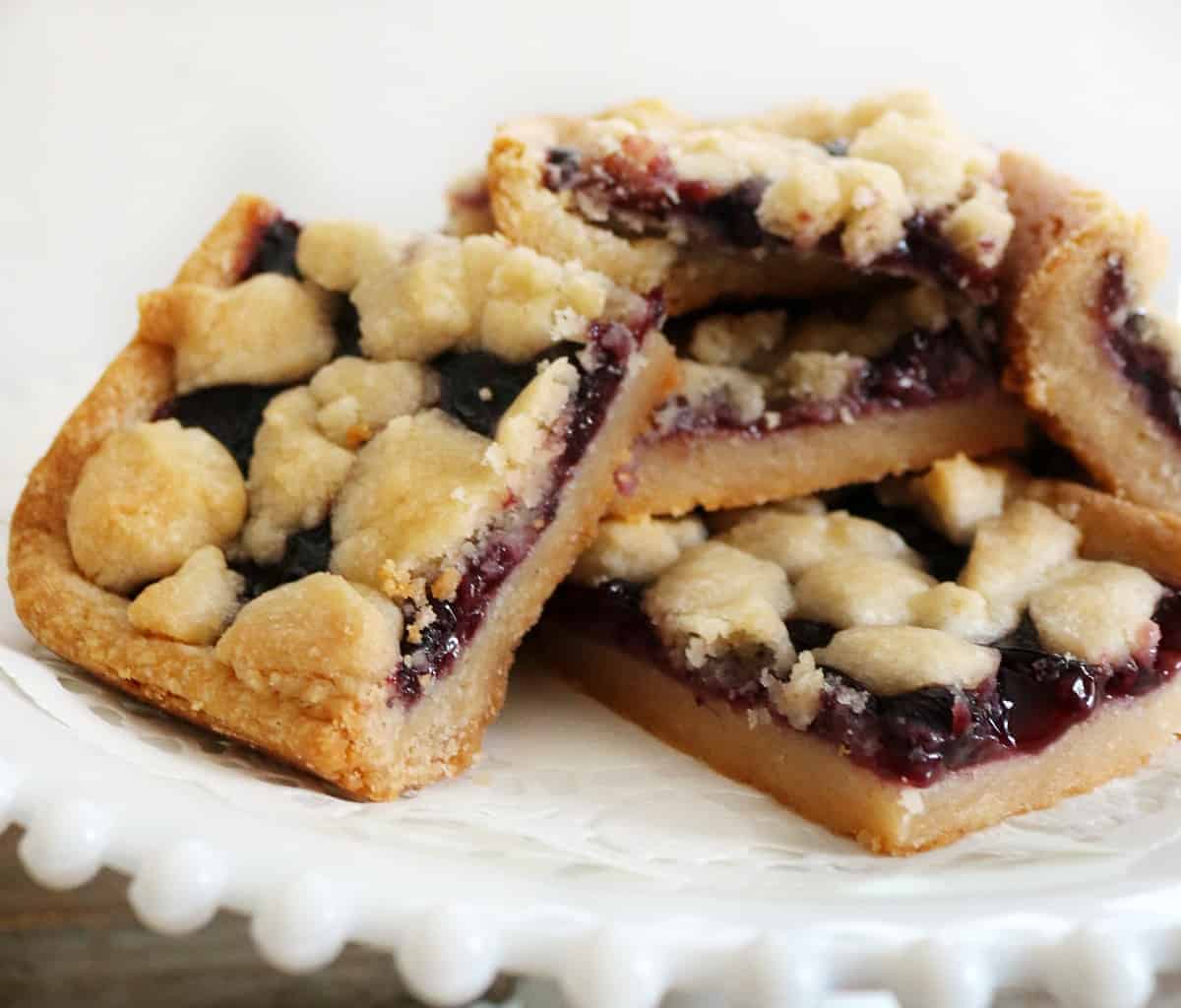 keto fathead blueberry bars on a plate. 