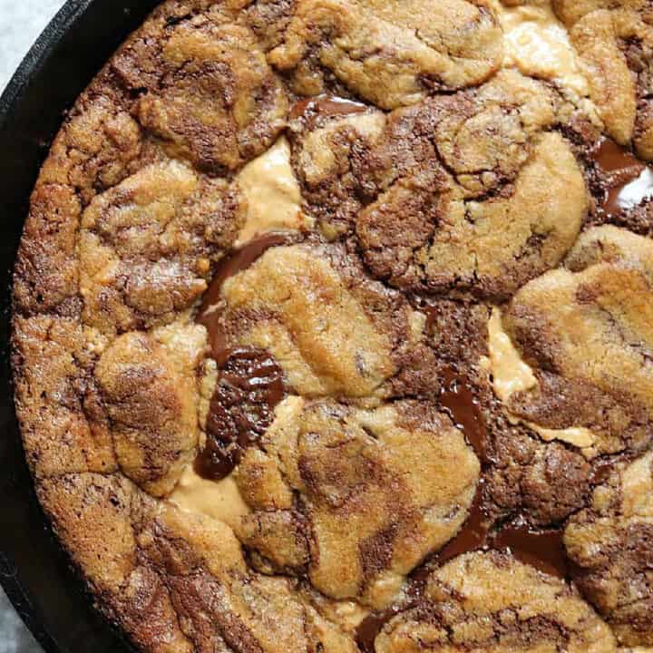 Keto Low Carb Chocolate PB Skillet Cookie