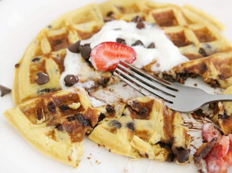 Low Carb Waffle Recipe and Video- Hint, there's Chocolate Chips!
