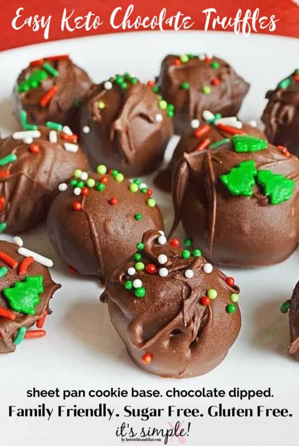 cream cheese chocolate truffles on a plate. 