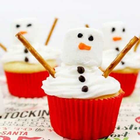 melting snowman cupcakes