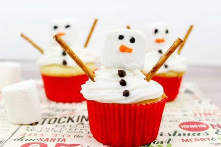 melting snowman cupcakes