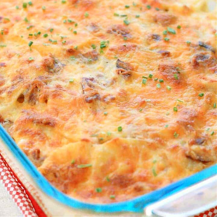 Keto Cauliflower Casserole Loaded with Creamy Cheese & Bacon