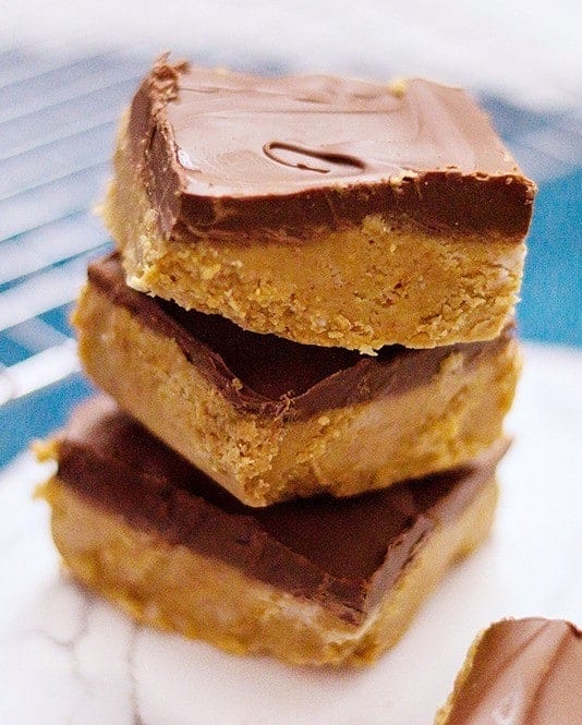 No Bake Keto Low Carb Chocolate Peanut Butter Bars