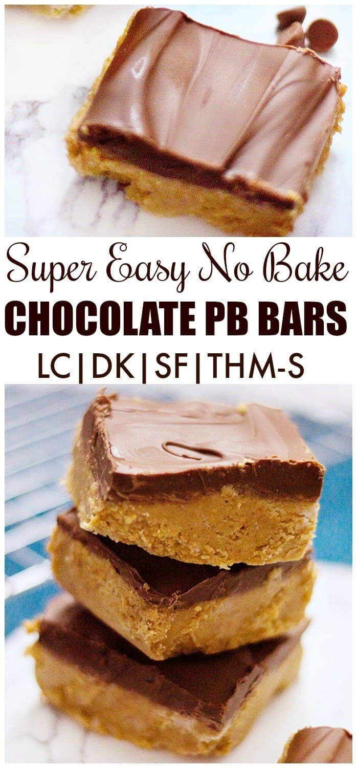 Keto Low Carb NO BAKE Chocolate Peanut Butter Bars