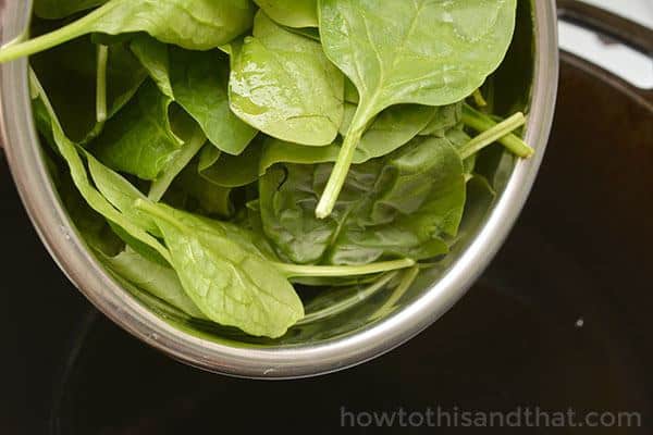 bowl of spinach.