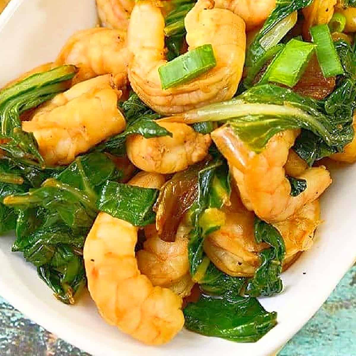 Asian shrimp with greens.