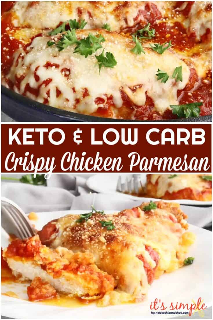 Keto Chicken Parmesan- CRUNCHY, JUICY Skillet Chicken Parm