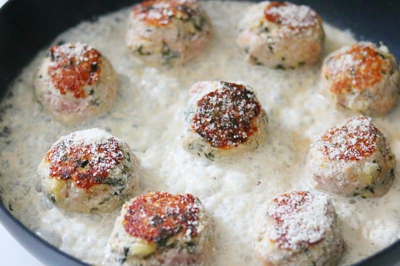 Chicken Meatballs Made Like Knorr Spinach Artichoke Dip, Keto