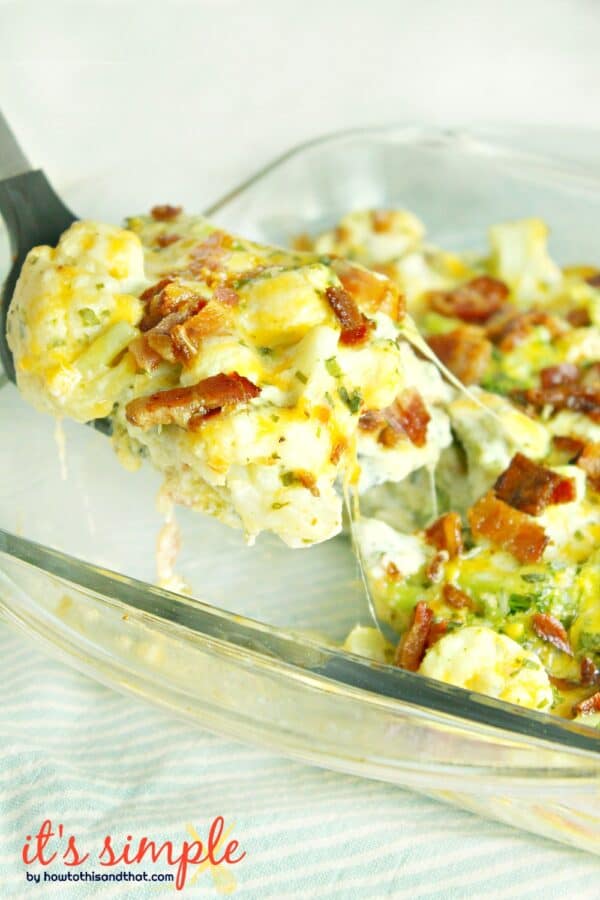 Keto Broccoli Cauliflower Casserole Recipe Practically NO CARB   Keto Bacon Casserole  600x900 