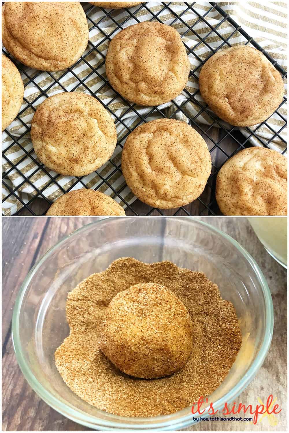 a bunch of gluten free snickerdoodles on a cooling rack. 
