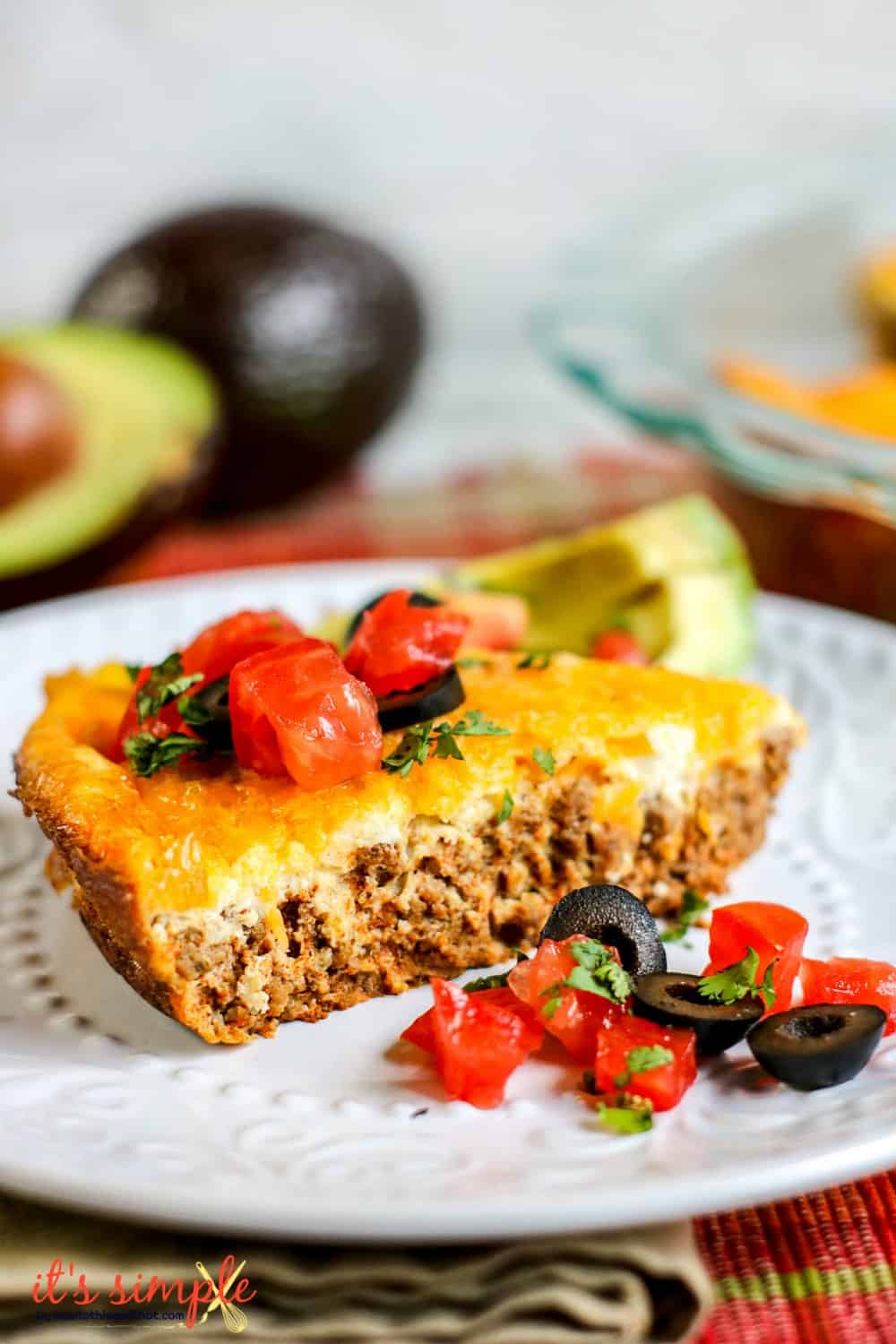 ground beef and cheese as a low carb mexican pie. 