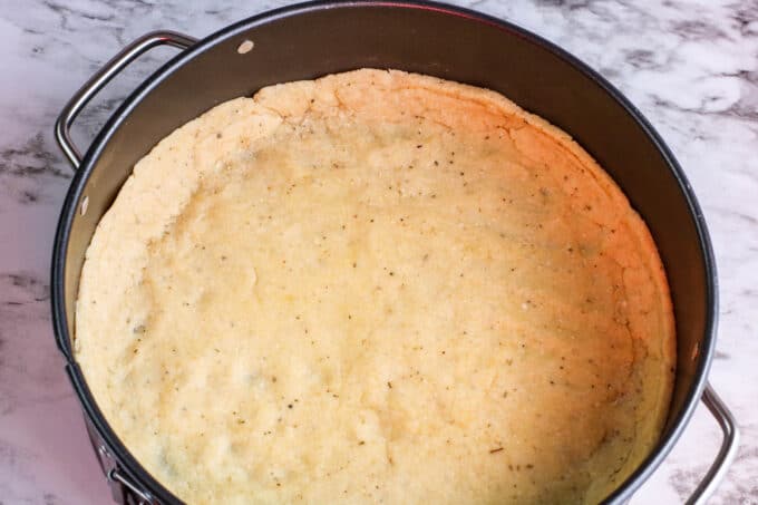 keto dough in pan baked. 